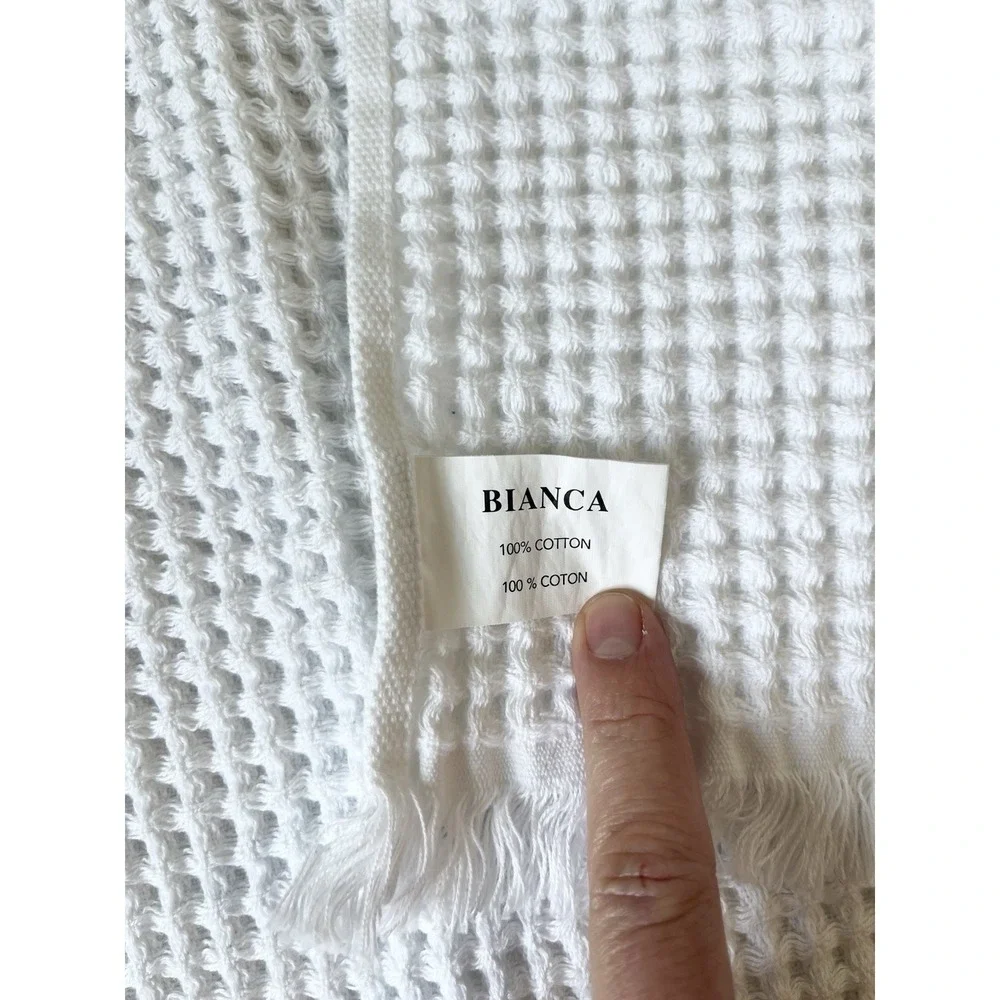 Bianca Cotton Waffle Knit Hand Towel 100% Cotton White 26 X 16.5 Luxury Portugal